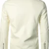 Classic Beige Men’s Leather Jacket For Bikers Stand Collar product image