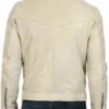 Classic Mens Cafe Racer Motorcycle Beige Leather Jacket product image
