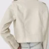 Classic Vintage Moto Lapel Style Collar Beige Real Leather Jacket Classic Vintage Moto Lapel Style Collar Beige Real Leather Jacket product image