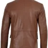 Men's Cognac Brown Real Leather Blazer product image