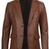 Men's Cognac Brown Real Leather Blazer product image