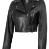 Colleen Women’s Cropped Black Biker Style Leather Jacket Colleen Women’s Cropped Black Biker Style Leather Jacket product image