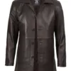 Winchester Men's Distressed Dark Brown Leather Car Coat product image