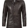 Winchester Men's Distressed Dark Brown Leather Car Coat product image