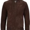 Adamsville Mens Dark Brown Suede Bomber Jacket product image