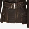 Women's Distressed Brown Asymmetrical Leather Biker Jacket product image