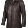 Winchester Men's Distressed Dark Brown Leather Car Coat product image