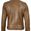 Dodge Men's Camel Brown Leather Cafe Racer Jacket product image