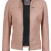 Dodge Women Light Pink Biker Style Leather Jacket product image
