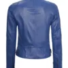 Dodge Women's Blue Leather Cafe Racer Jacket Dodge Women's Blue Leather Cafe Racer Jacket product image