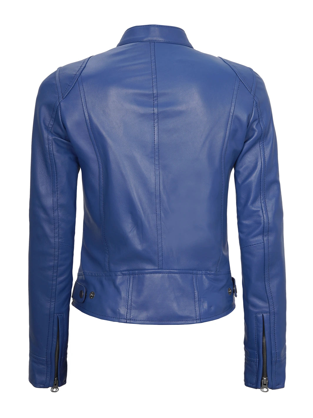Dodge Women's Blue Leather Cafe Racer Jacket Dodge Women's Blue Leather Cafe Racer Jacket product image