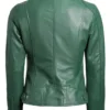 Dodge Womens Biker Style Green Leather Jacket product image