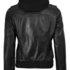 Edinburgh Women's Bomber Black Leather Jacket with Removable Hood Edinburgh Women's Bomber Black Leather Jacket with Removable Hood product image