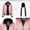 Women's Pink Leather Jacket with Removable Hood product image