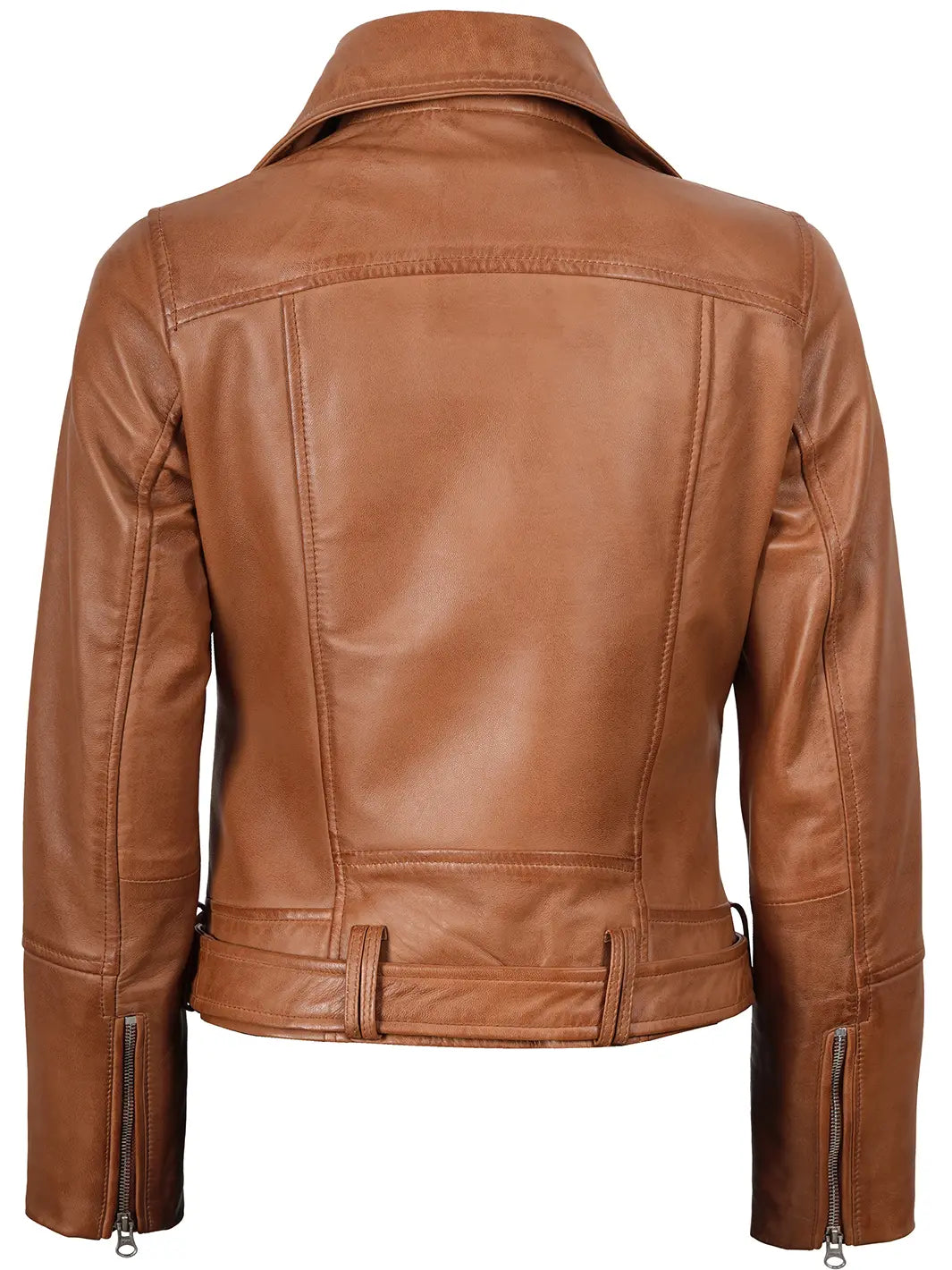 Elisa Womens Tan Biker Style Leather Jacket Elisa Womens Tan Biker Style Leather Jacket product image