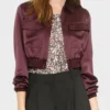 Felicity Smoak Arrow Cropped Satin Bomber Jacket product image