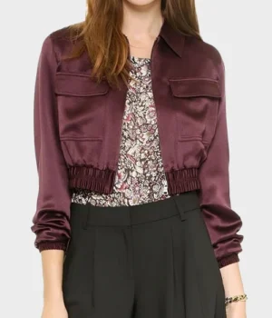 Felicity Smoak Arrow Cropped Satin Bomber Jacket product image