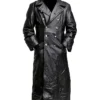 German Classic Officer WW2 Military Uniform Black Leather Trench Coat product image