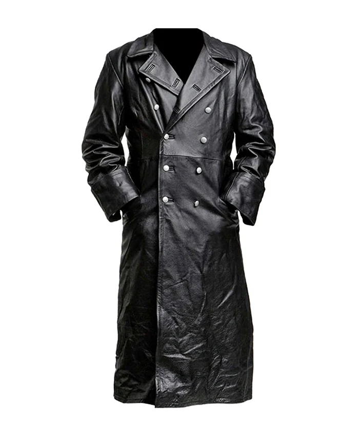 German Classic Officer WW2 Military Uniform Black Leather Trench Coat German Classic Officer WW2 Military Uniform Black Leather Trench Coat product image