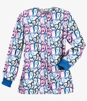 Ghost Faces Halloween Scrub Jacket product image