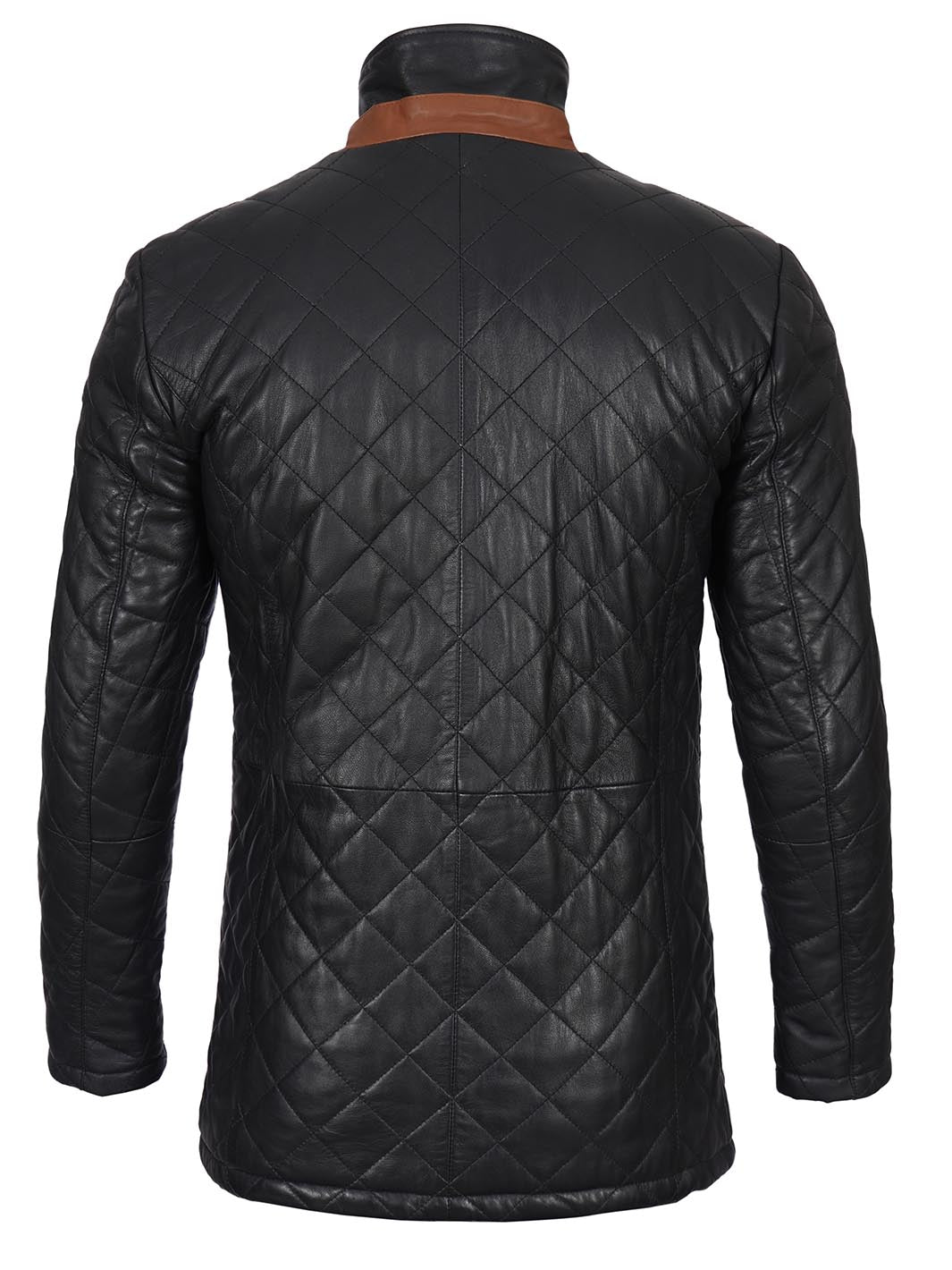 Glen Mens Black Quilted Leather Car Coat Glen Mens Black Quilted Leather Car Coat product image