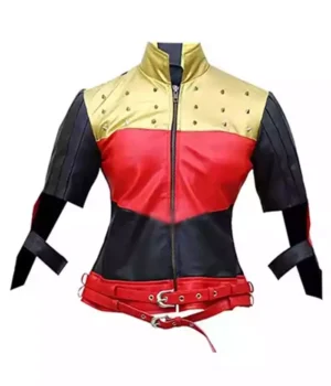 God Among Us Harley Quinn Red Golden Studded Jacket product image