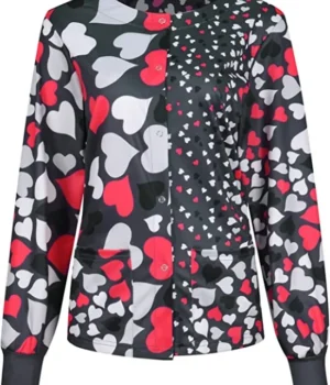 Grey and Red Hearts Halloween Scrub Jacket product image
