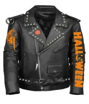 Halloween Black Zip-up Biker Leather Jacket product image