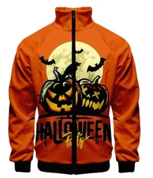 Halloween Party Orange Zip-up Bomber Jacket product image