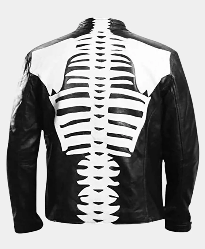 Halloween Skeleton Print Black Leather Jacket Halloween Skeleton Print Black Leather Jacket product image