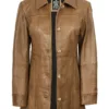 Kandis Womens Camel Brown Real Leather Car Coat product image