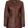 Kandis Women's Cognac Brown Leather Car Coat product image
