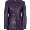 Kandis Women's Leather Purple 3/4 Length Car Coat Kandis Women's Leather Purple 3/4 Length Car Coat product image