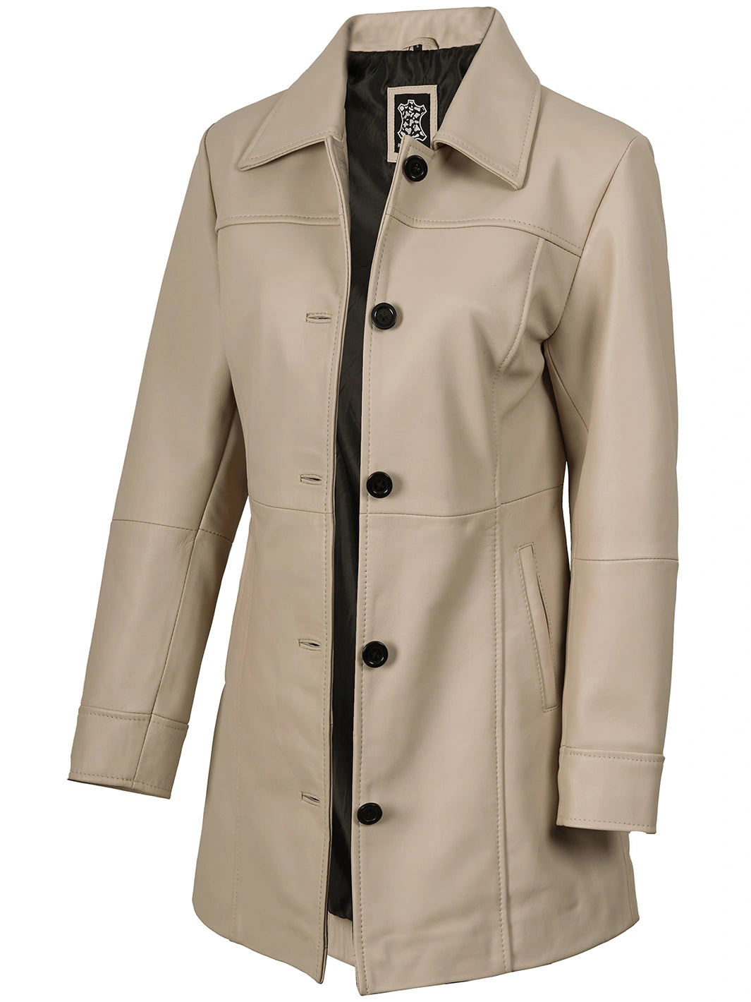 Kandis Women's Biege Real Leather Car Coat Kandis Women's Biege Real Leather Car Coat product image