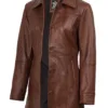Kandis Women's Cognac Brown Leather Car Coat product image