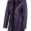 Kandis Women's Leather Purple 3/4 Length Car Coat product image