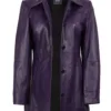 Kandis Women's Leather Purple 3/4 Length Car Coat Kandis Women's Leather Purple 3/4 Length Car Coat product image