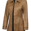 Kandis Womens Camel Brown Real Leather Car Coat product image