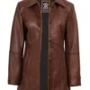 Kandis Women's Cognac Brown Leather Car Coat product image