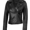 Kirsten Women's Black Asymmetrical Leather Biker Style Jacket product image