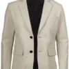 Mens Two Buttons Off White Leather Blazer Mens Two Buttons Off White Leather Blazer product image