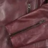 Mens Burgundy Cafe Racer Leather Jacket product image