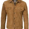 Logan Light Brown Suede Trucker Jacket product image