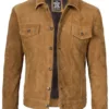 Logan Light Brown Suede Trucker Jacket product image