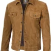 Logan Light Brown Suede Trucker Jacket product image