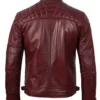 Tall Men's Real Leather Burgundy Biker Style Jacket product image