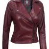 Kimberley Women's Asymmetrical Burgundy Quilted Biker Style Leather Jacket Kimberley Women's Asymmetrical Burgundy Quilted Biker Style Leather Jacket product image