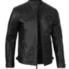 Tall Diamond Mens Black Cafe Racer Leather Jacket product image