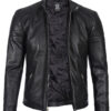 Carrie Men's Black Cafe Racer Leather Jacket Carrie Men's Black Cafe Racer Leather Jacket product image