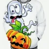 Men’s Funny Halloween Pumpkin Print Varsity Jacket product image
